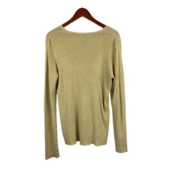 Chicos Additions Womens Ribbed Metallic Knit Sweater Size S Beige - Picture 2 of 6